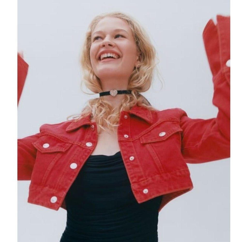 Zara Red Jean Jacket
